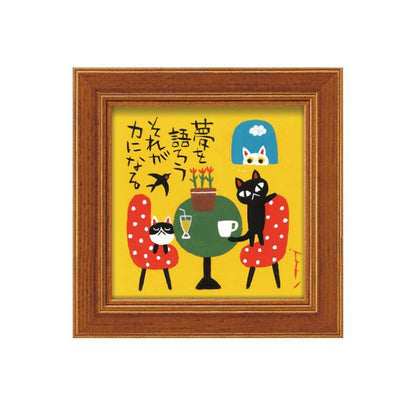 糸井忠晴貓小掛畫 - 貓喫茶店│Cat Art Print with Wooden Frame - Neko Café