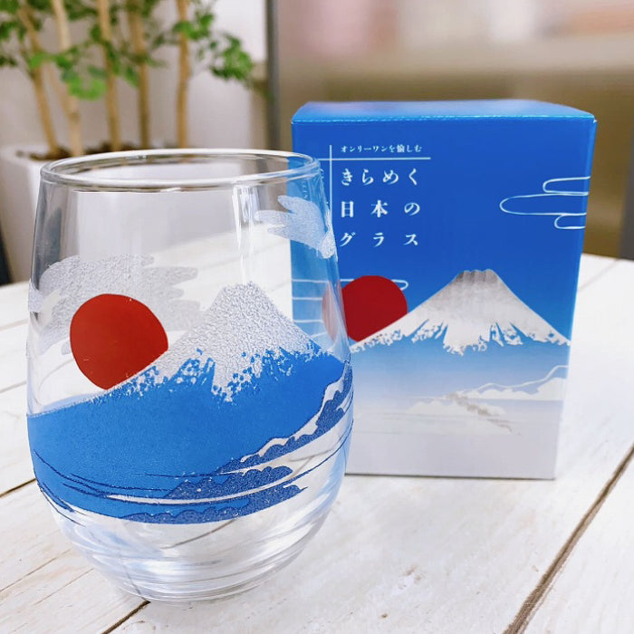 青‧赤富士玻璃杯 (2件裝)│Blue‧Red Fujisan Water Glass (2-piece)