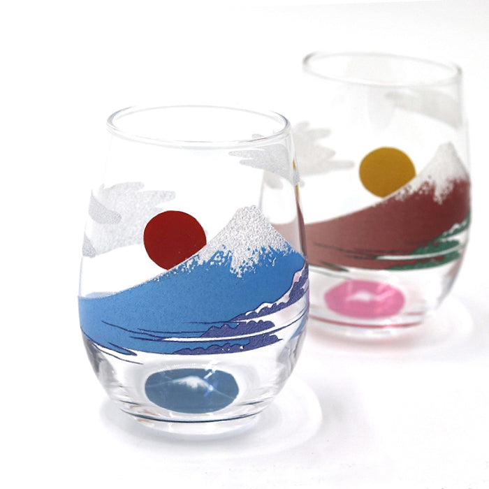 青‧赤富士玻璃杯 (2件裝)│Blue‧Red Fujisan Water Glass (2-piece)