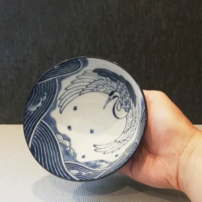 舞鶴美濃燒飯碗│Crane Minoyaki Bowl