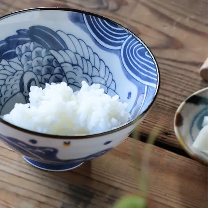 舞鶴美濃燒飯碗│Crane Minoyaki Bowl