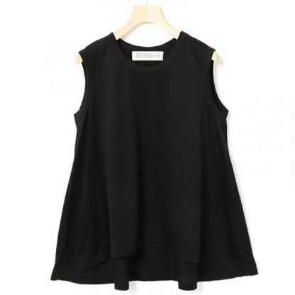 日本MidiUmi圓領荷葉邊背心 - 黑色│MidiUmi crew neck flare tank top - Black