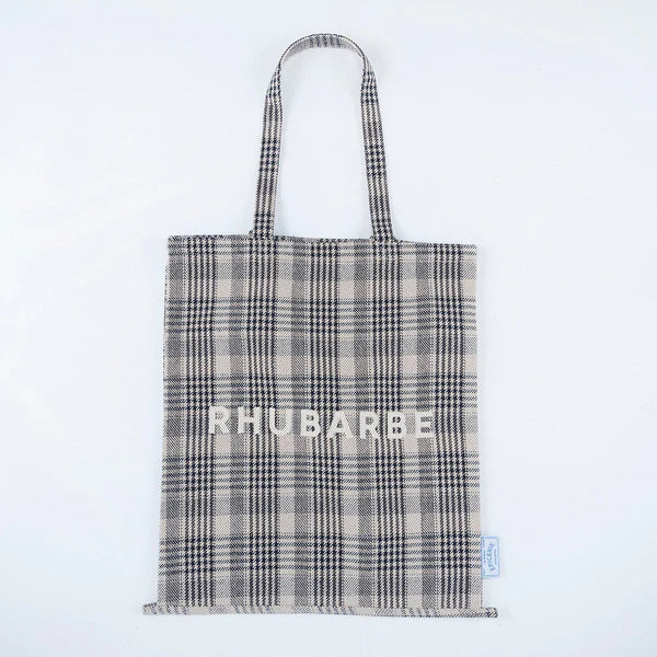 法式雜貨格紋購物袋 - 黑色*French Epicerie Checkered Tote - Black