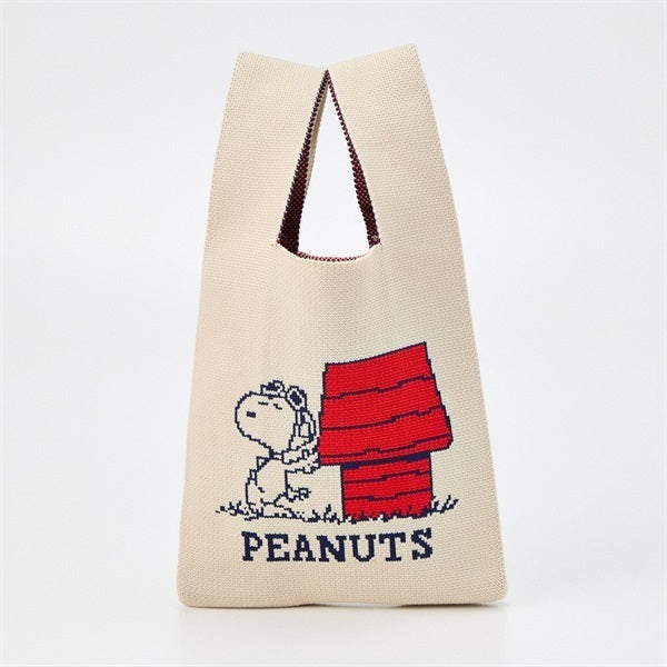 花生漫畫編織手挽袋 (白色)│Peanuts Knitted Bag (White)