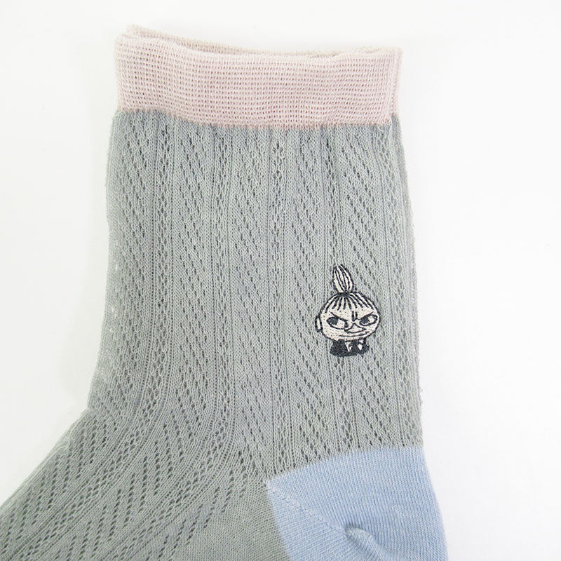 阿美網眼刺綉短襪 (淺灰) │Little My Mesh Embroidery Socks (Light Grey)